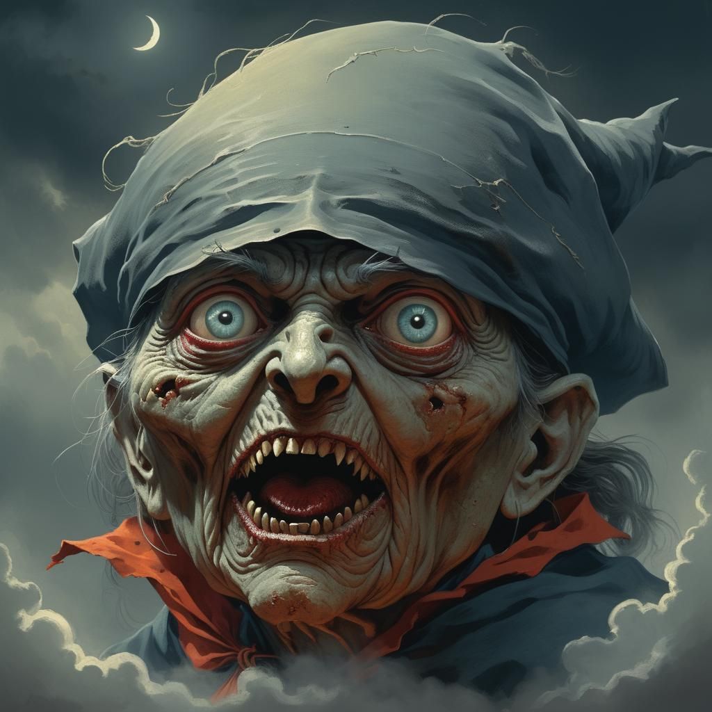 Creepy Witch in Dark Gothic Horror Style