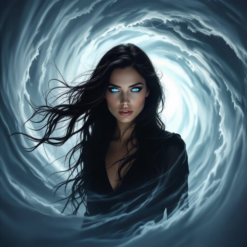 Mysterious Woman Beckons in Cinematic Vortex