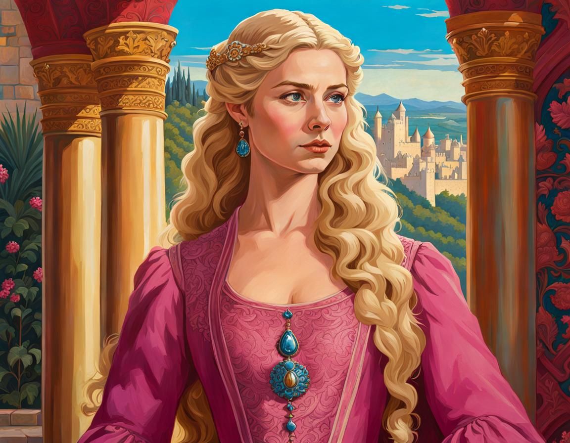 Myrcella Baratheon Portrait in Golden Age Illustration Style