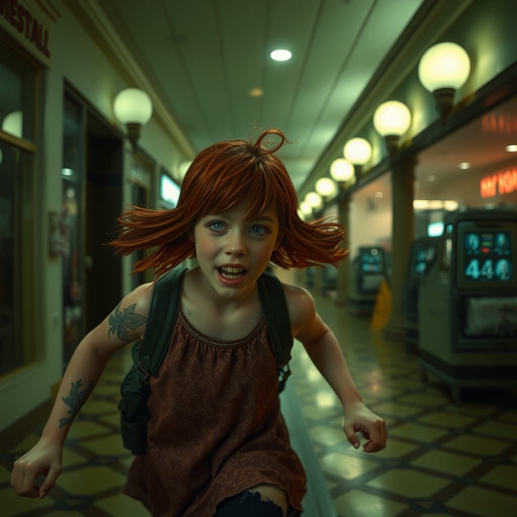 Girl Escaping Pyramid Head in Haunted Mall