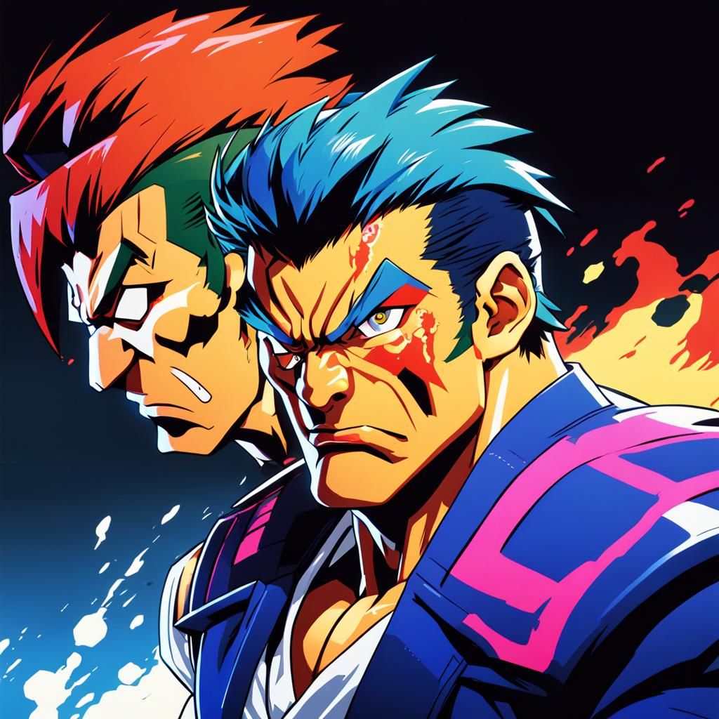 Psycho Boss in Suit: Anime Cel-Shaded Art