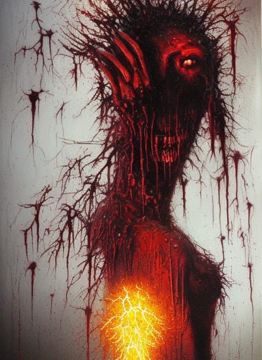 Zombie Cannibalism in Brutalist Photorealistic Style