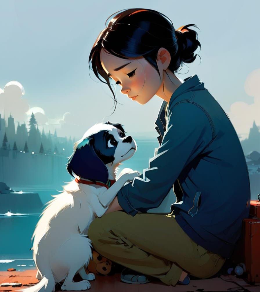 Girl and Her Faithful Canine Companion