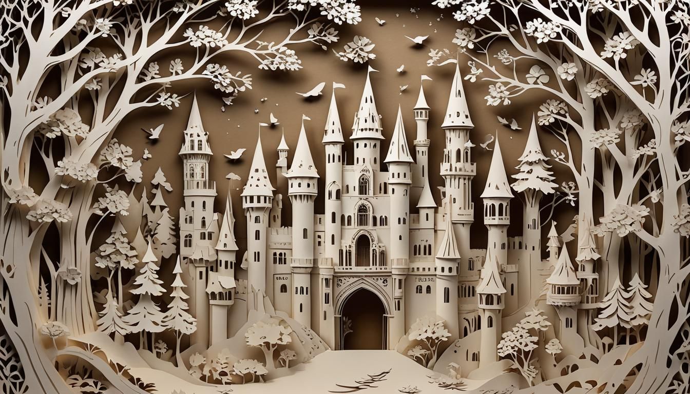 Detailed Kirigami Paper-Cut Art: Fairy Tale Scenes