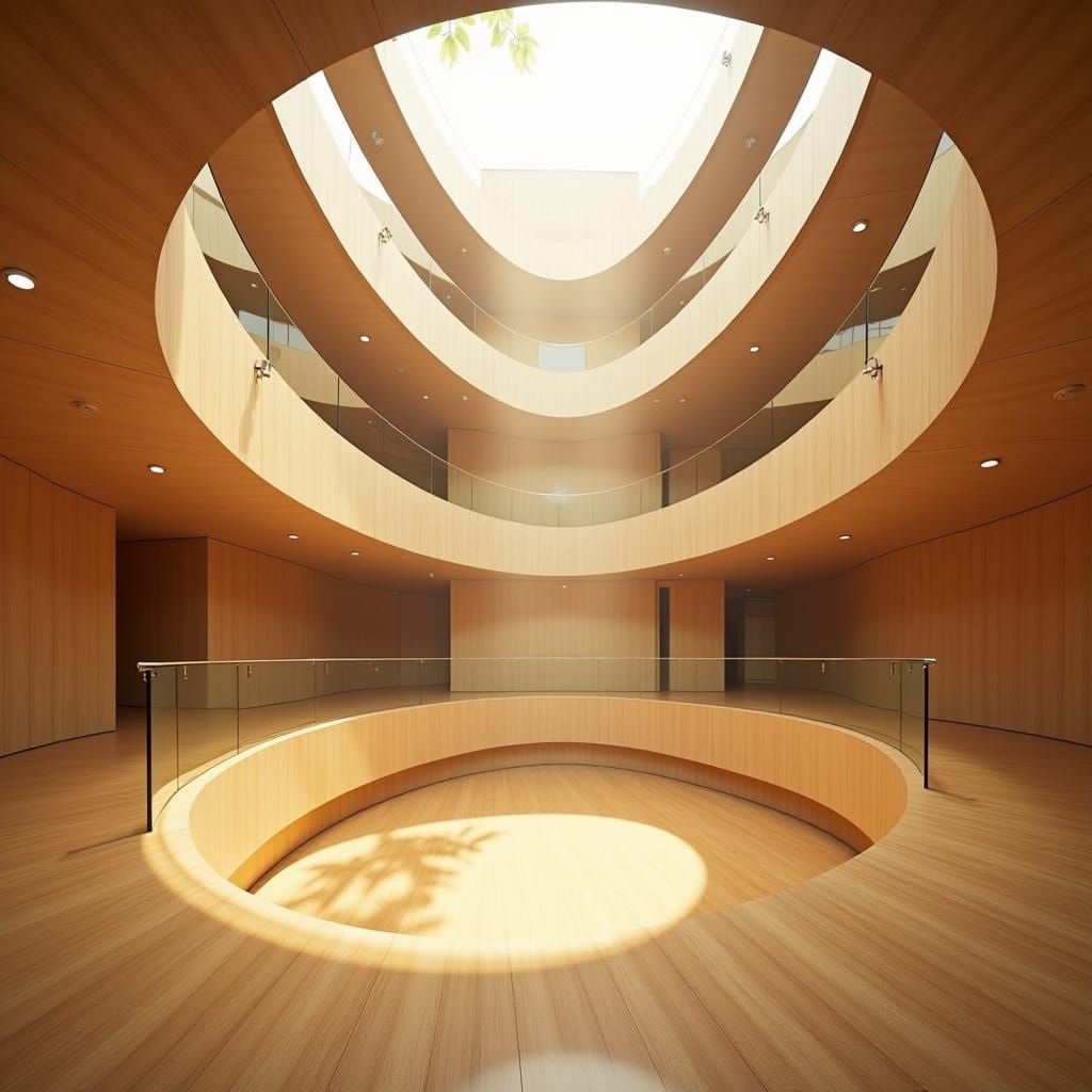 Minimalist Courtyard with Sleek Architecture in Golden Light