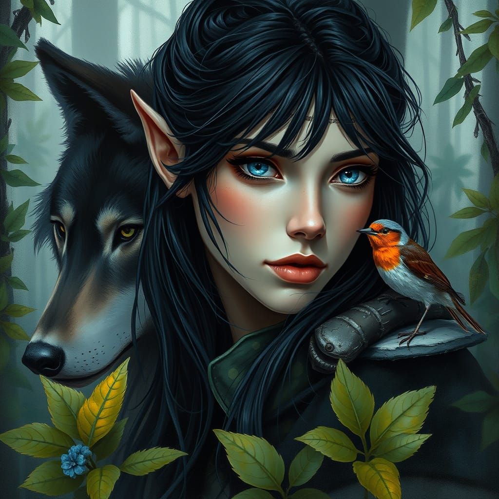 Ethereal Elf Ranger in Misty Forest