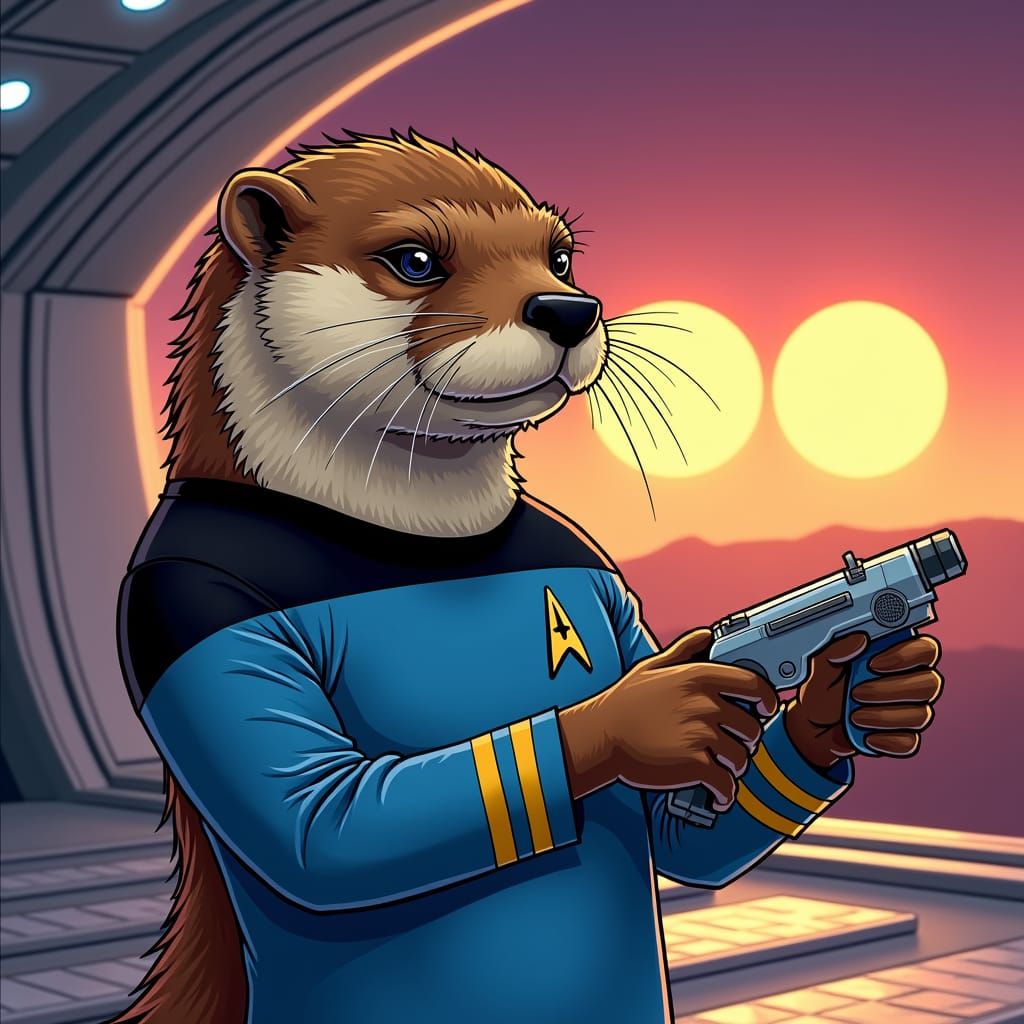 Otter as doctor McCoy with a Klingon size Hipo-Spray