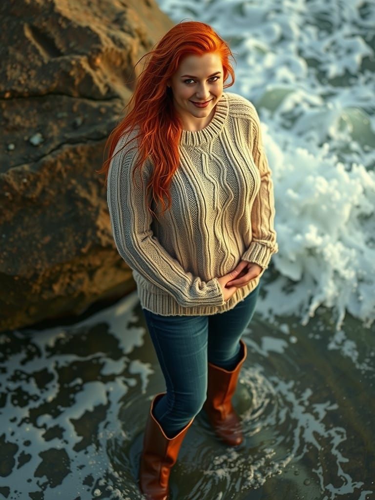 Serene Coastal Moment in Photorealistic Style