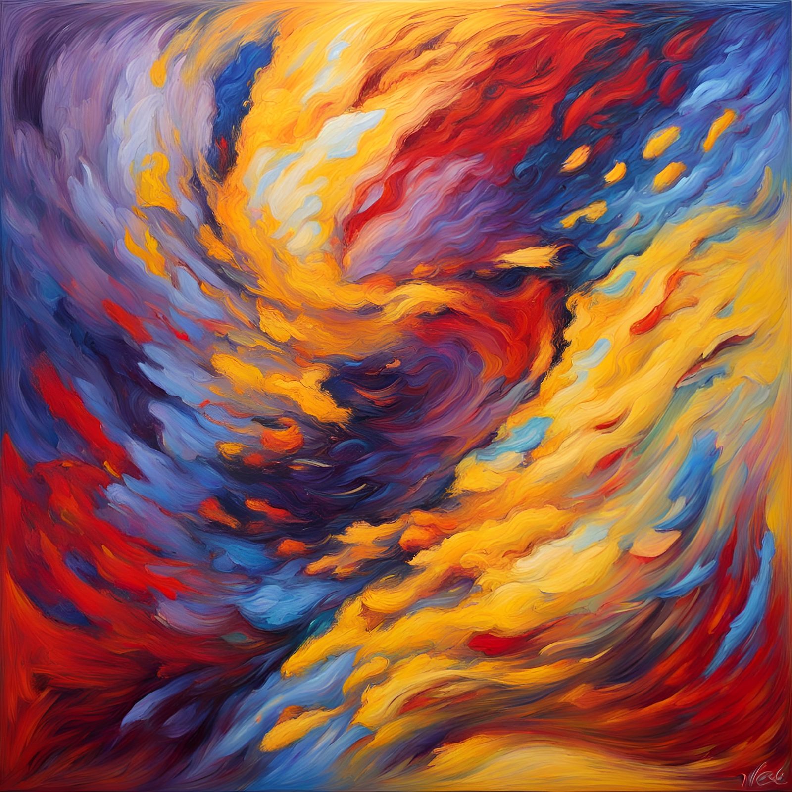 Abstract Painting of Melancholy and Cheer in Expressionist S...