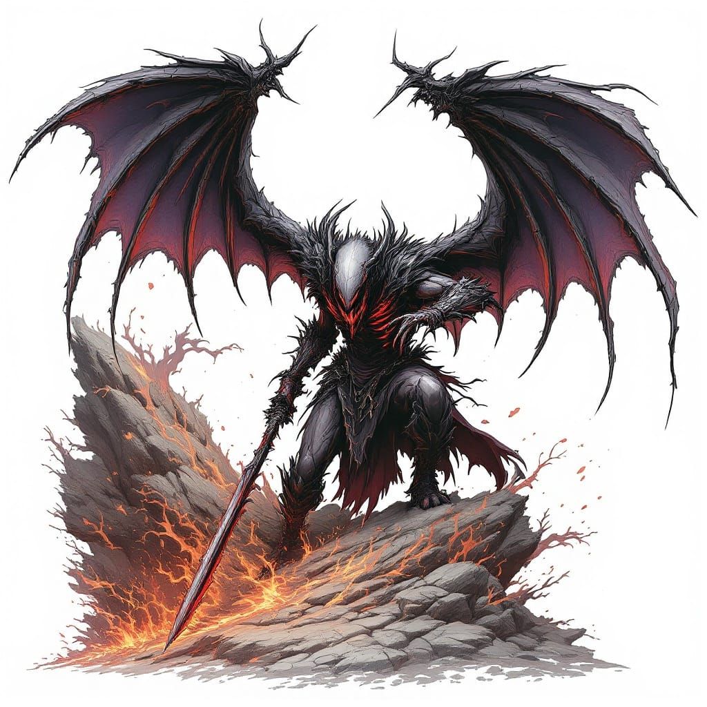 Dark Fantasy Death Knight with Wings