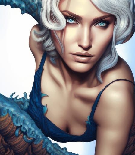Mysterious Woman Portrait in Comic Book Art Style