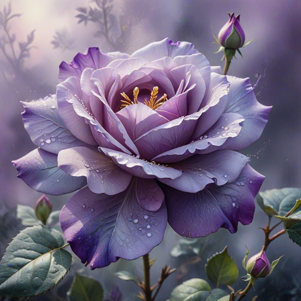 Ethereal Purple Tea-Rose Blossom in Soft Focus