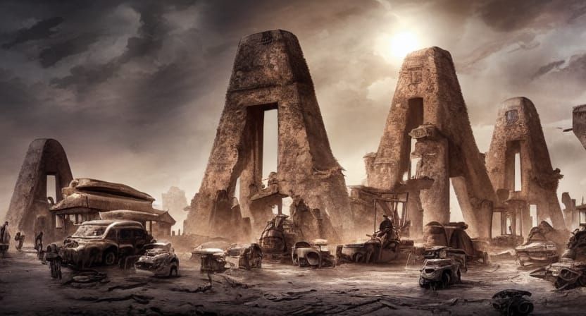 Post-Apocalyptic Desert Village with Advanced Ruins