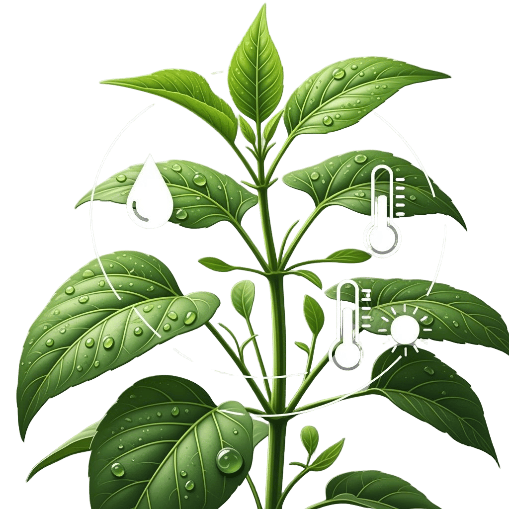 Lush Green Plant with Environmental Icons