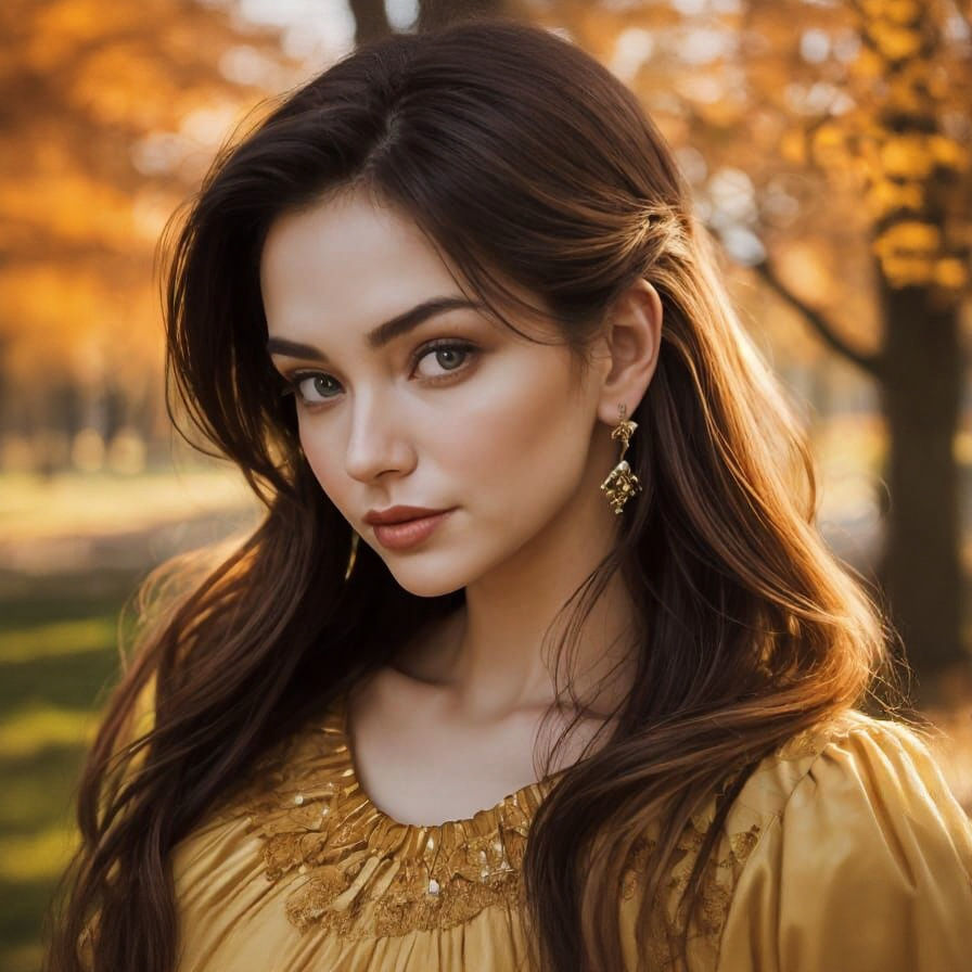 Captivating Autumn Portrait with Golden Light and Bokeh