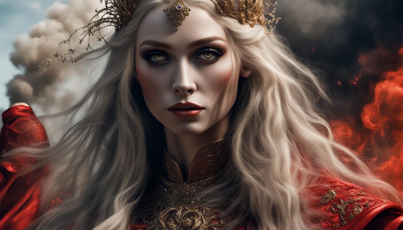 Smokey Blonde in Red: a 3D Photorealistic Image