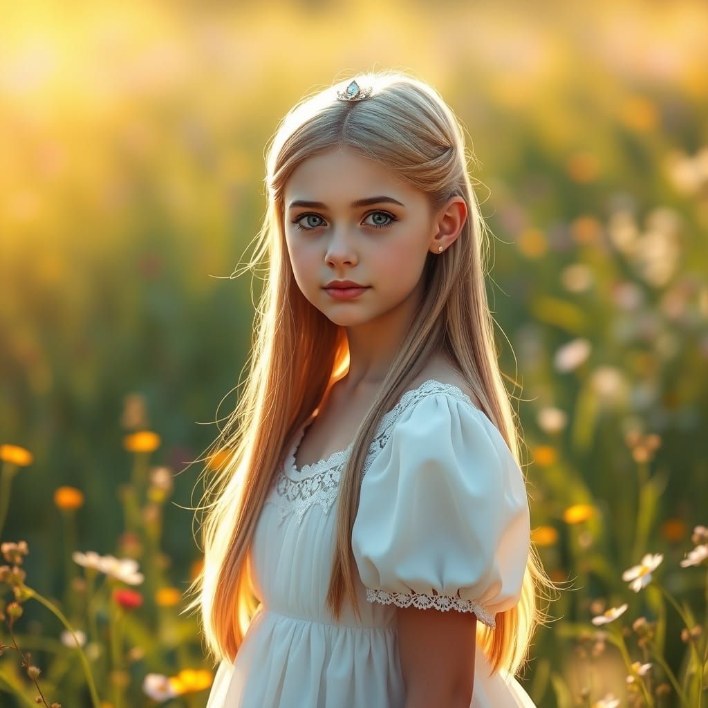 Ethereal Fantasy Princess in Vibrant Meadow