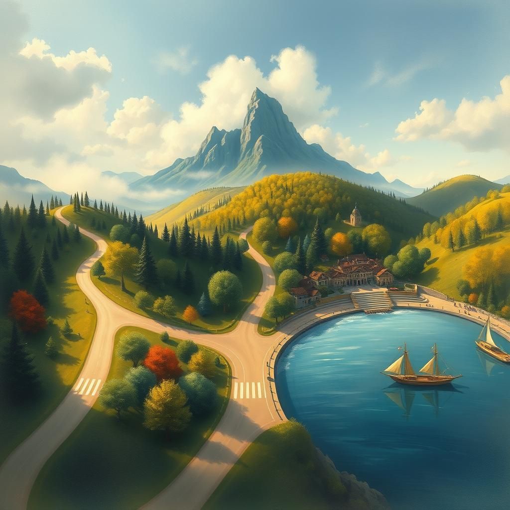 Crossroads with Diverging Paths: Impressionistic Landscape