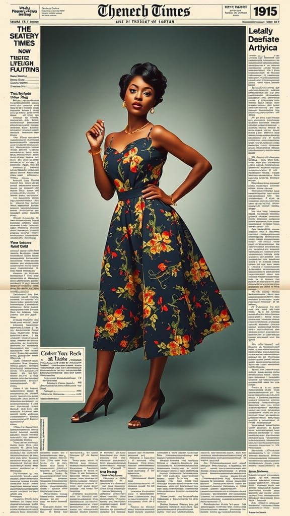 1950s Pin-Up with Vintage Newspaper Design