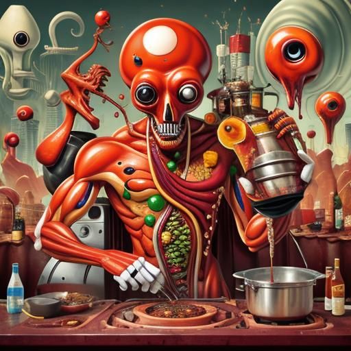 Surreal Cubist Dreamscape: Anthropomorphic Organs