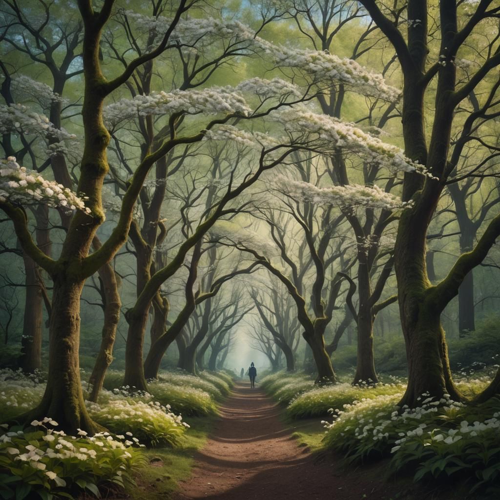 Mystical Forest Path to Shimmering Portal