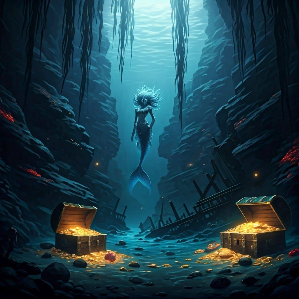 Ethereal Mermaid Realm Unveiled in the Ocean's Dark Depths