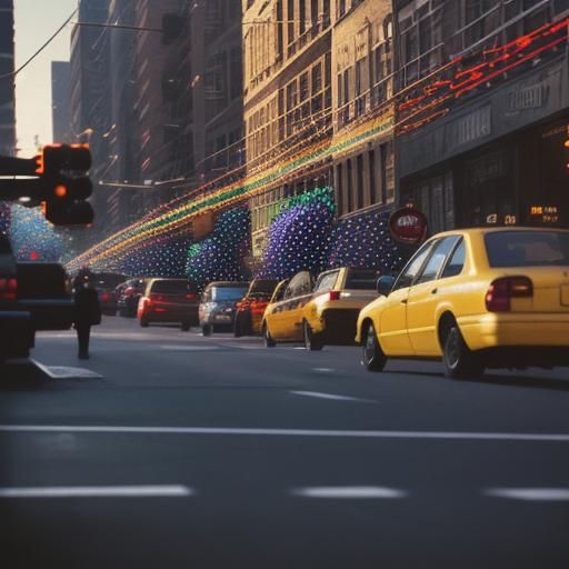 Multicolor Rubber Balls Bounce Down Street in Cinematic Styl...