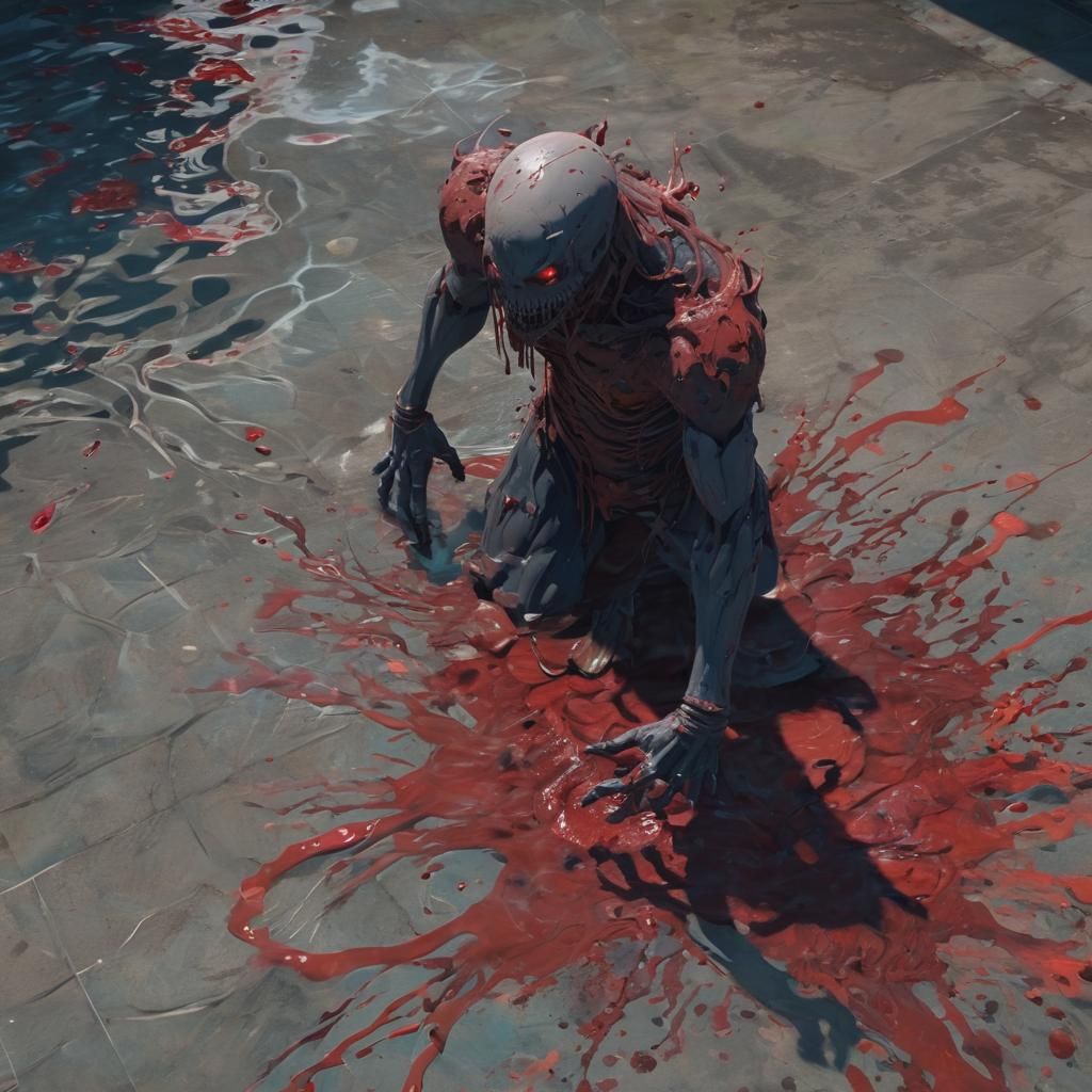 Faceless Monster in Blood: Cinematic Anime Art