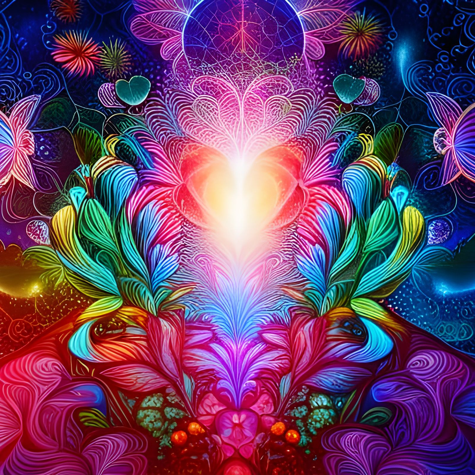 Astral Garden of Love: A Cosmic Illustration