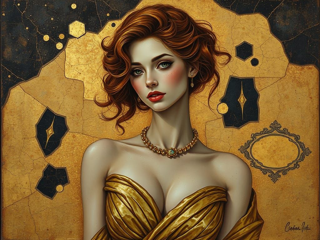 Desert Princess in Encaustic Mixed Media Style