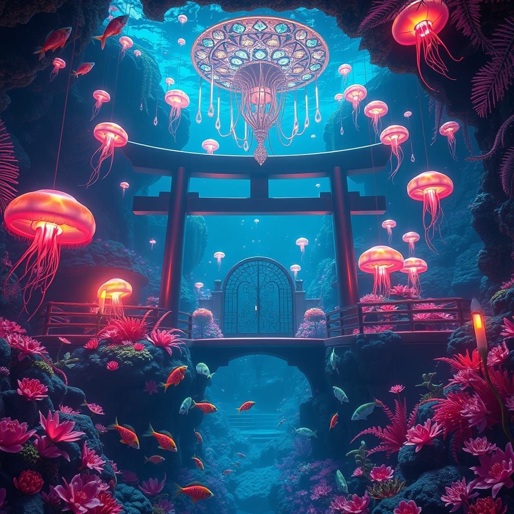 Mystical Tokyo Underwater Villa in Vibrant Colors