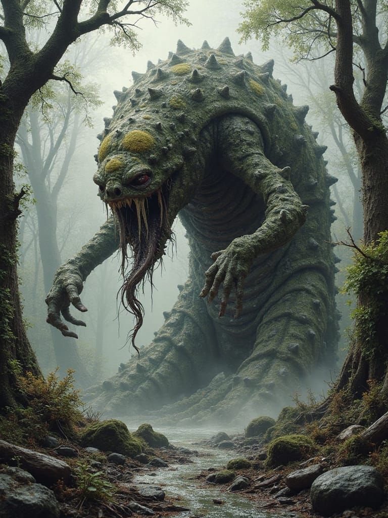 Gargantuan Kaiju Slithers Through Primordial Swamp in Grotes...