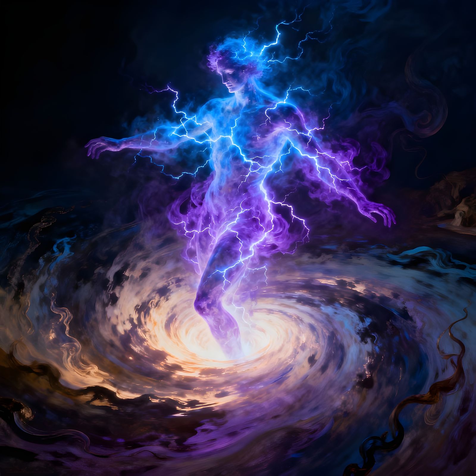 Spectral Energy Figure in Surrealist Digital Art