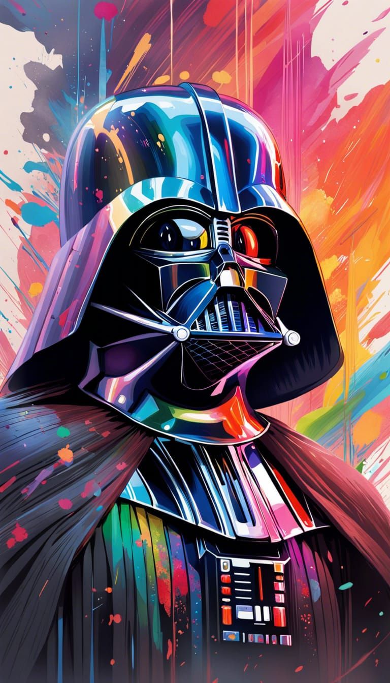 Rainbow Darth Vader Anime Art