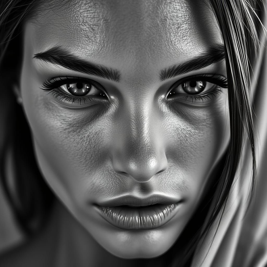 Elegant Monochromatic Supermodel Portrait in High-Contrast B...