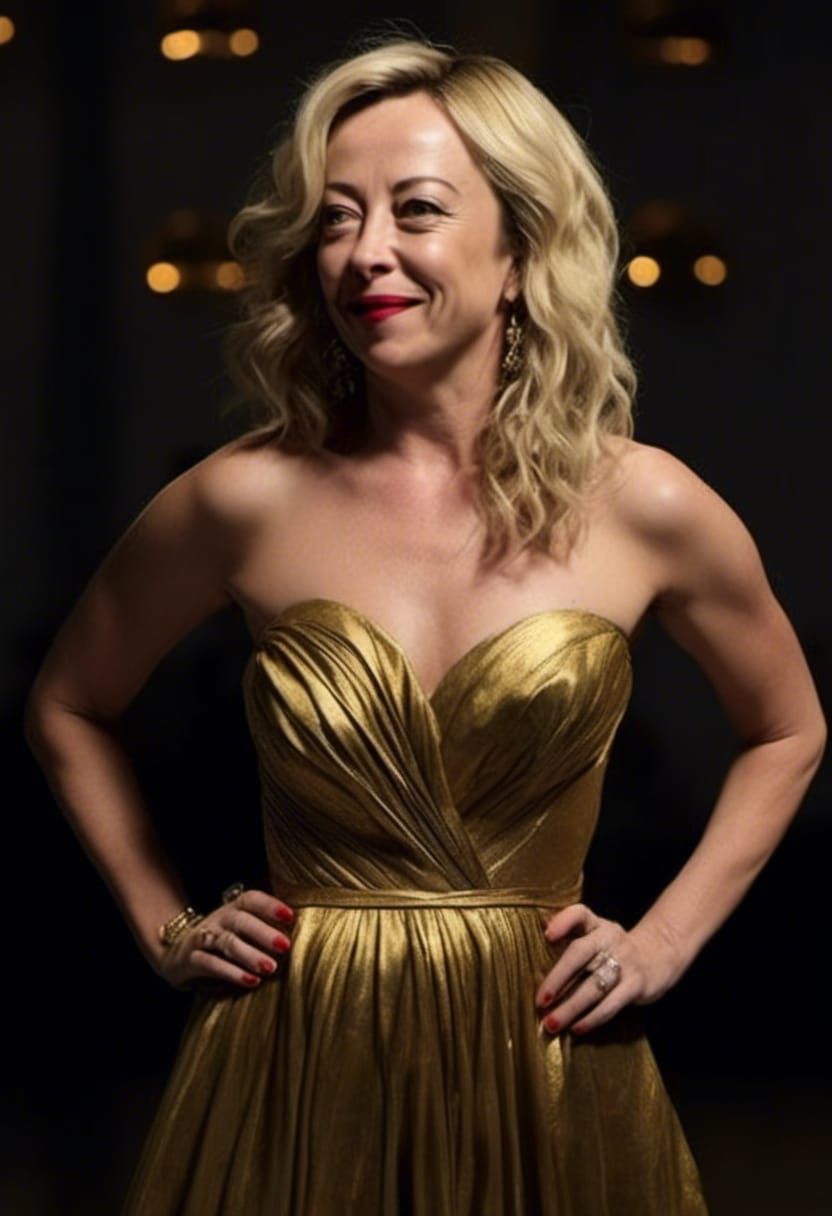 Elegant Woman in Gold Dress, Art Nouveau Style