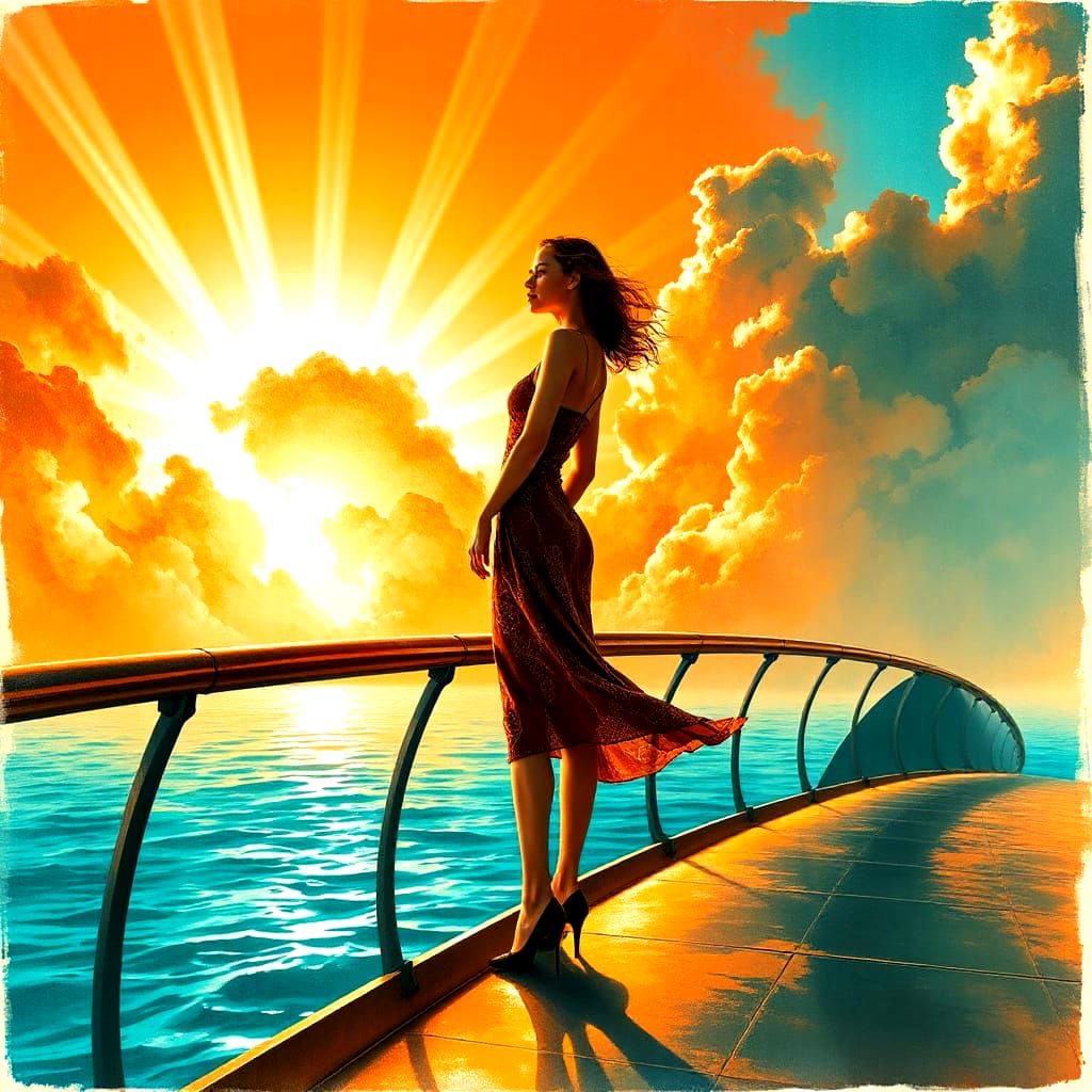 Golden Hour Elegance in Art Deco Style