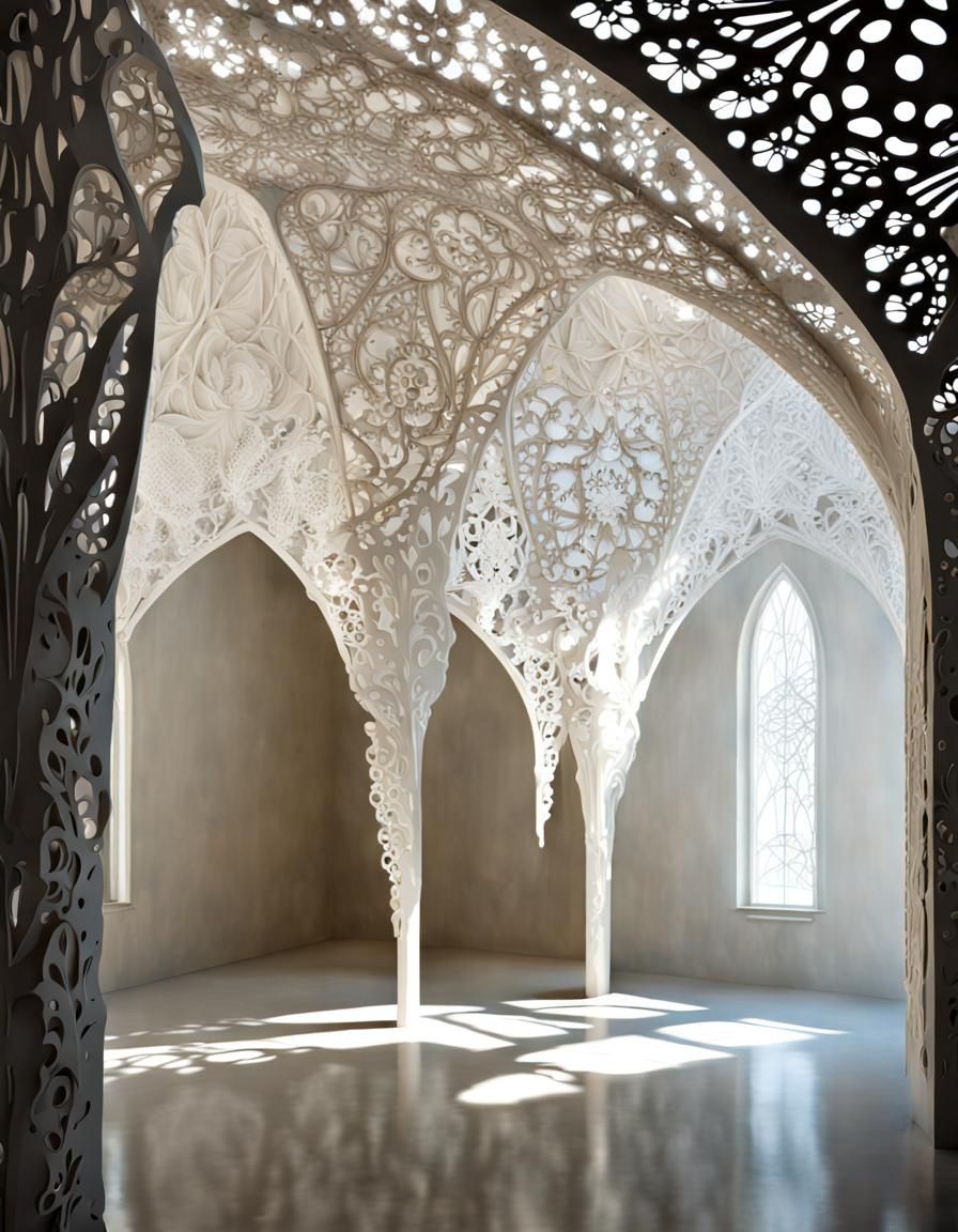 Fairytale Lace Cathedral at Night with Dynamic Lighting