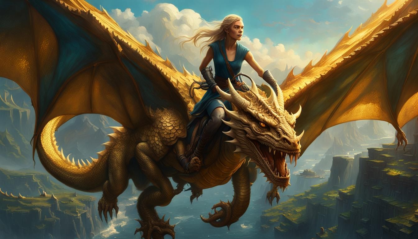 Anya Taylor Joy Rides Dragon in Dark Fantasy Art