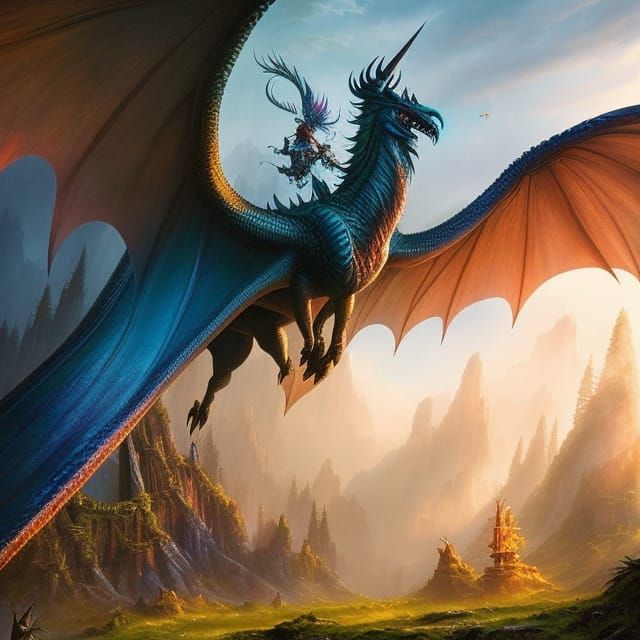 Majestic Dragon in Mystical Forest, Hyper-Realism Style