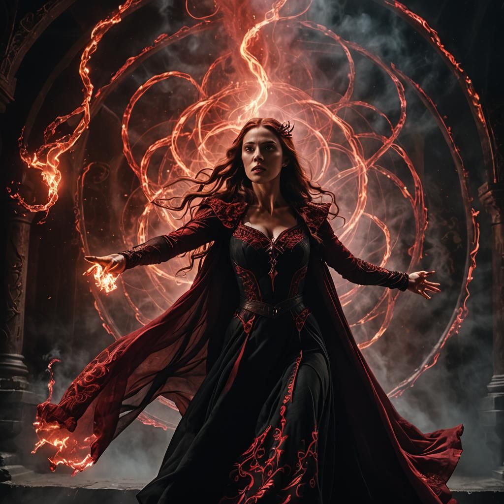 Scarlet Witch Casts an Evil Spell: Dark Fantasy Realism