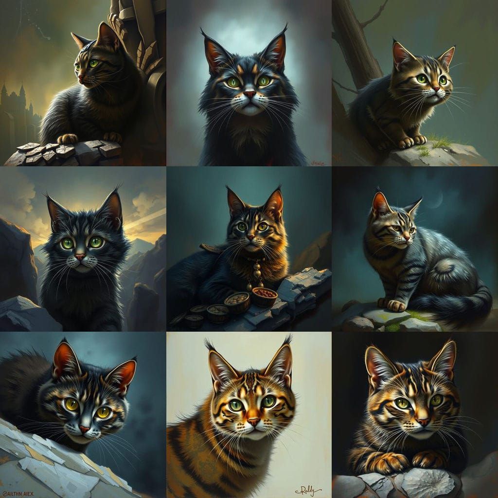 A Lonely Cat's Despair in a Moody Landscape