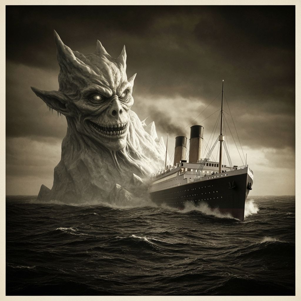 Terrifying Eldritch Iceberg Collides with Titanic in Sepia P...