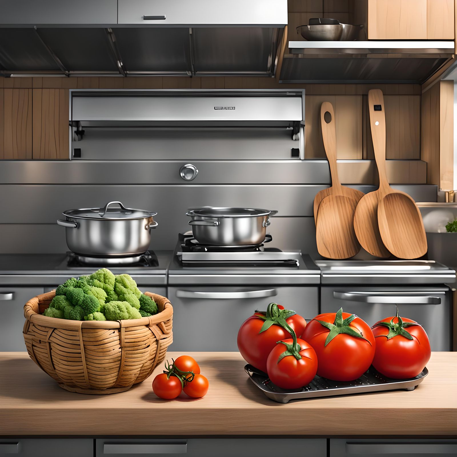 Chibi Vegetables in a Steel Kitchen