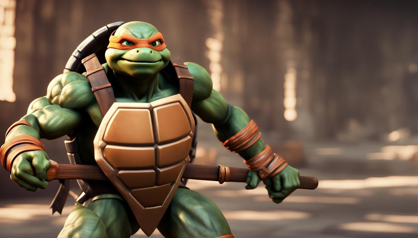 Michelangelo in Smash Bros Style 3D Render