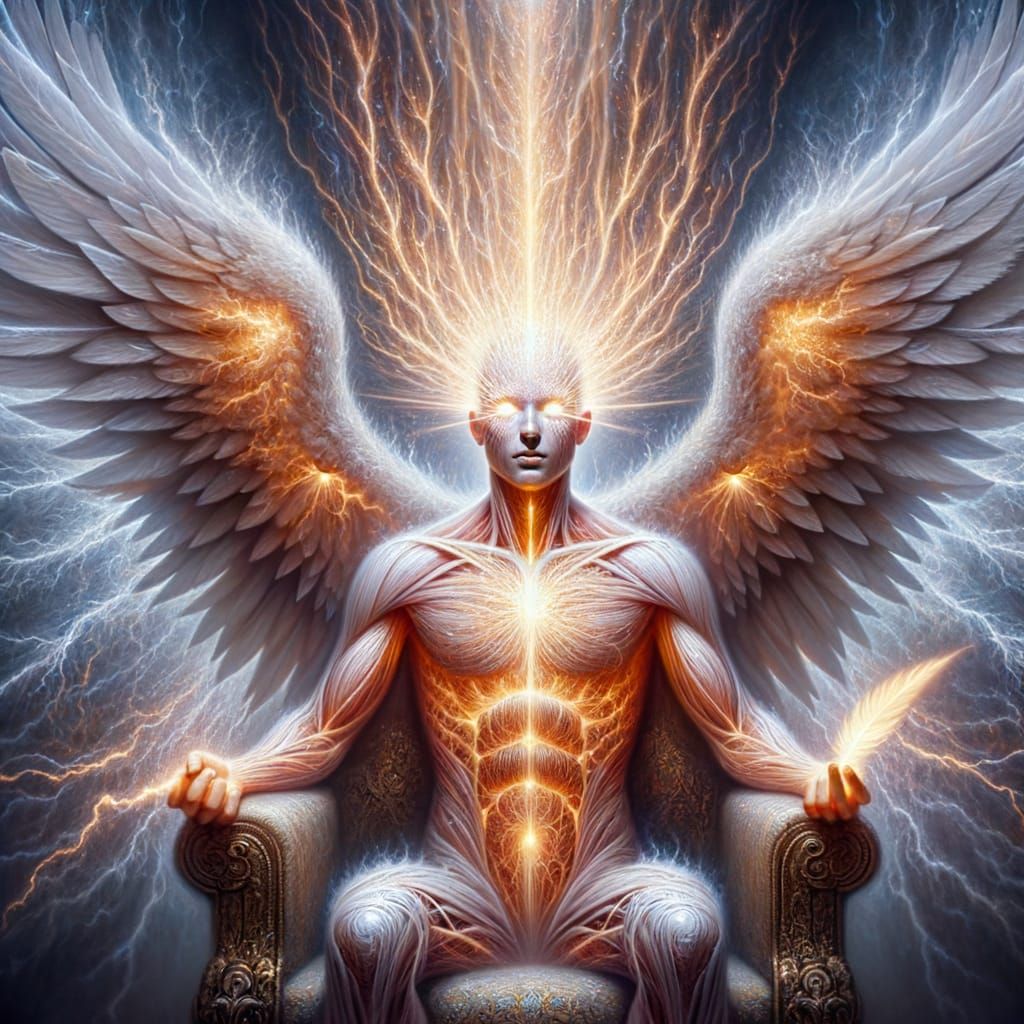 Radiant Angelic Figure Enthroned