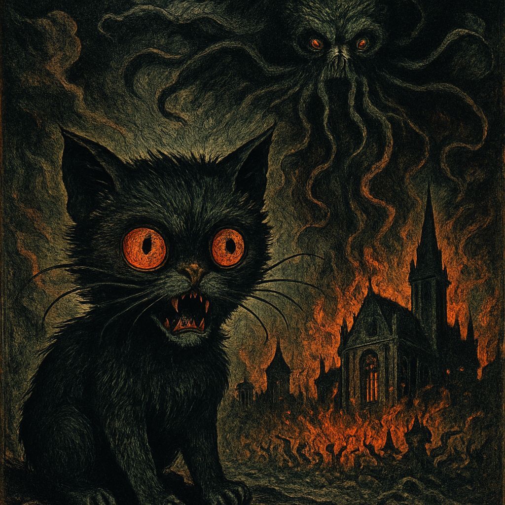 Eldritch Cat in Dark Horror Illustration