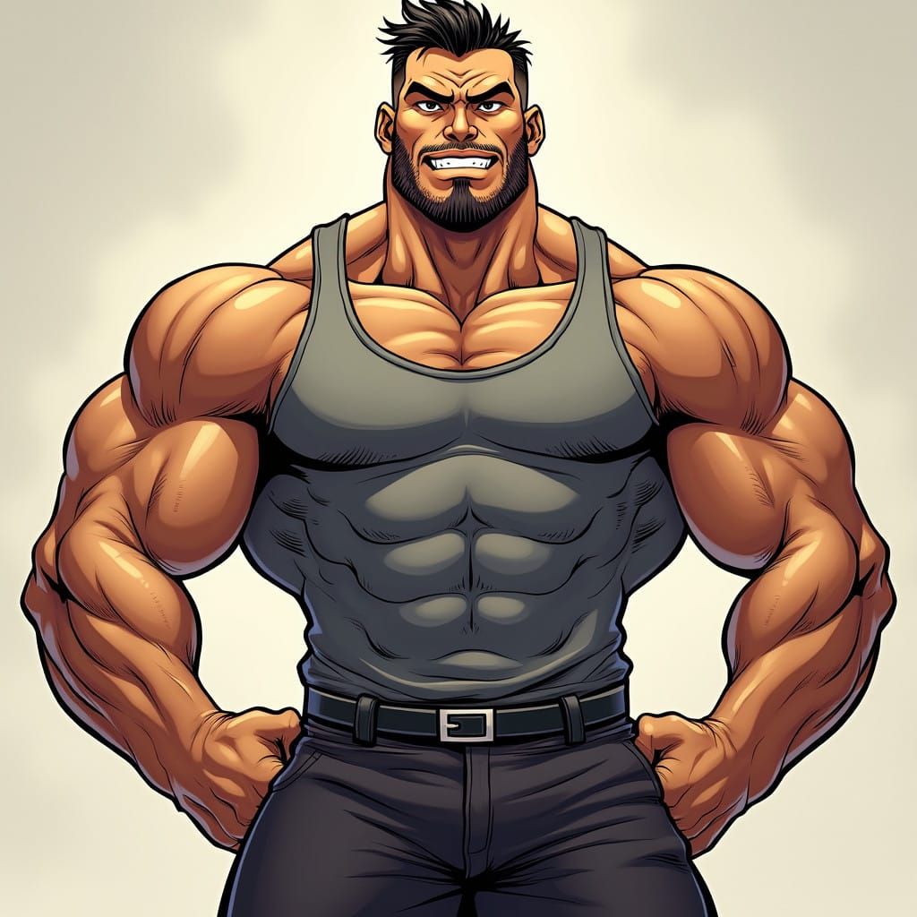 Dominant, Muscular Figure Stands Confidently