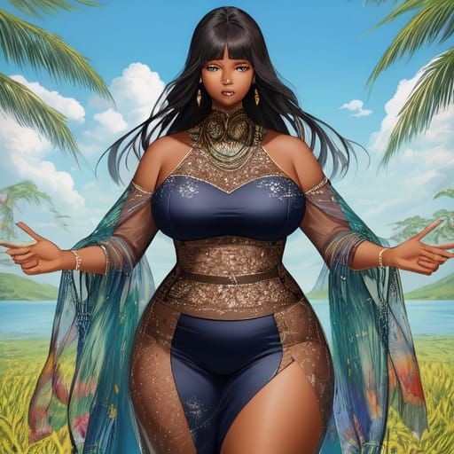 Plus-Sized Beauty in Vibrant Angola Countryside