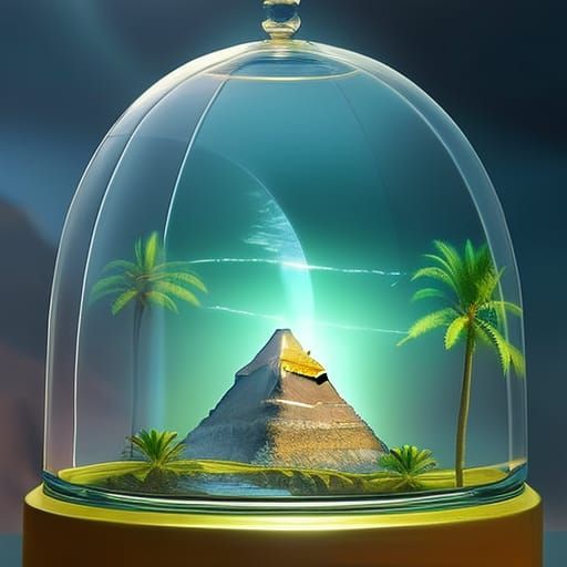 Giza Pyramids and Sphinx in Glass Cloches